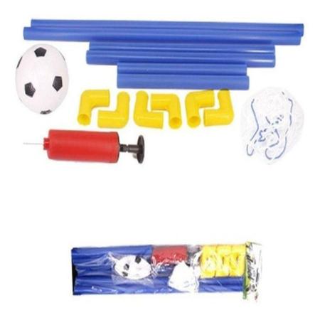 Imagem de Kit para Futebol Infantil Com Bola Trave Azul Rede e Bomba - Wellmix