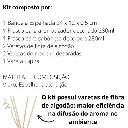 Imagem de Kit Para Lavabo Gold Luxuoso Vidro Degradê Branco +Difusor +Bandeja - K242