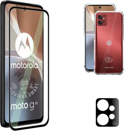 Imagem de Kit Para Moto G32  Película Cerâmica 9D + Película da Câmera 3D + Capa Capinha Case