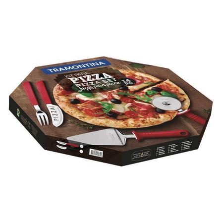 Imagem de Kit Para Pizza 14 Peças - Lâminas De Aço Inox Preto