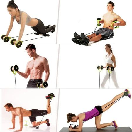 Imagem de Kit para Treinos e Exercícios Fitness e Rodas Abdominais Azul Pernas Tríceps Bíceps