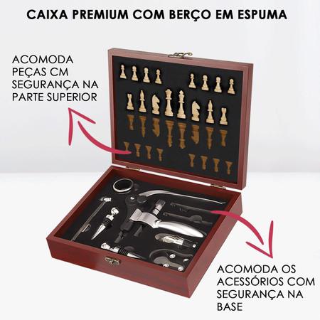 Kit Para Vinho Com Mini Jogo De Xadrez Madeira Para Amigos em Promoção na  Americanas