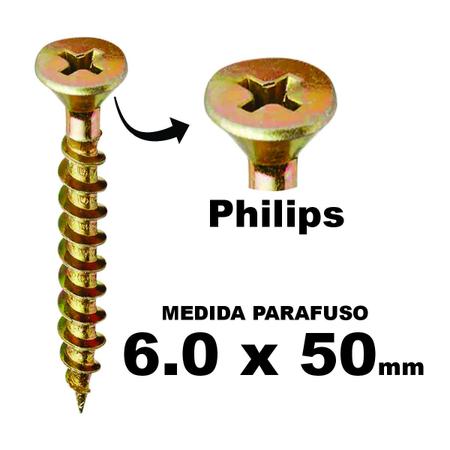 Imagem de Kit Parafuso Philips 6,0 X 50mm + Bucha 10mm C/ Anel 100un