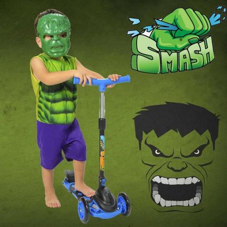 Imagem de Kit Patinete para Crianças e Fantasia Hulk Super Herói