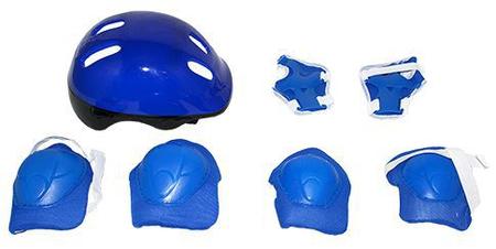 Imagem de Kit Patins Roller Azul Masculino Capacete e Acessórios 28-31