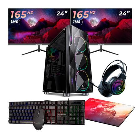 Imagem de Kit - pc gamer amd ryzen 7 5700g 16gb (rtx 3050 8gb) ssd 1tb + 240gb m.2 600w 80 plus + 2 monitores neologic 24165hz, neologic streamer - nli85851