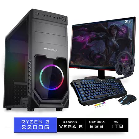 Imagem de Kit PC Gamer Neologic Start NLI81416 Ryzen 3 2200G 8GB ( Radeon Vega 8 Integrado) 1TB + Monitor 21,5