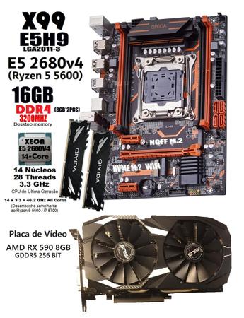 Kit PC Gamer X Gaming + Xeon E5 v4  Núcleos Ryzen 5