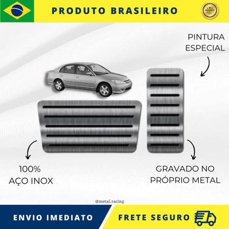 Imagem de KIT Pedaleira de Carro 100% AÇO INOX modelo do carro Honda Civic G7 2000 Acima  Envio Rápido Brasil