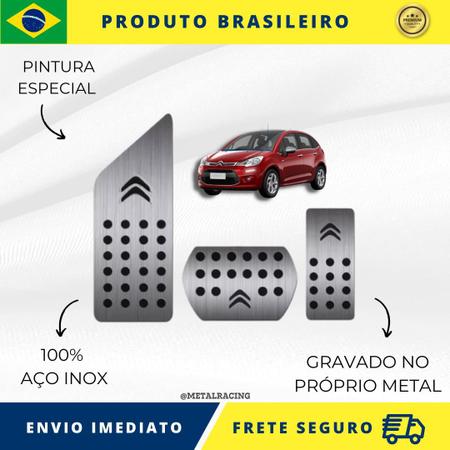 Imagem de KIT Pedaleira de Carro E Descanso de PÉ 100% AÇO INOX  modelo do carro  Citroen C3 2003 Acima  Envio Rápido Brasil