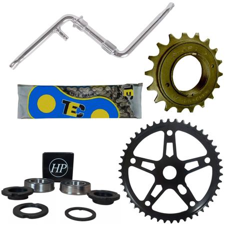 Kit Pedivela Bike Monobloco Coroa Catraca Corrente Movimento Central  Rolamento Selim Cairu Bicicleta 24 26