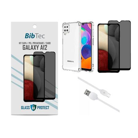 Imagem de Kit Película Privacidade 3D + Capa Transparente + Cabo MICRO USB Samsung Galaxy A12