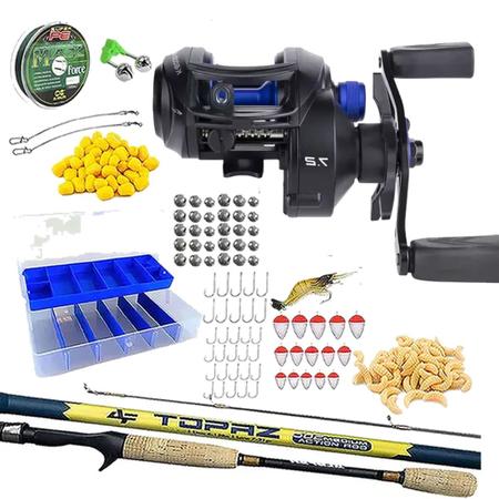 Imagem de Kit Pesca Completo Carretilha 6 Rolamentos Vara Estojo Isca