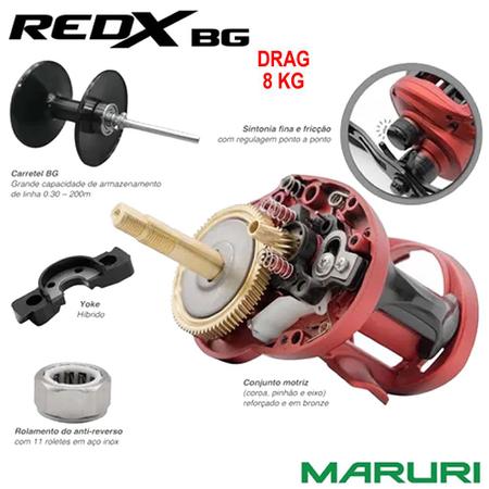 Imagem de Kit Pesqueiro Carretilha Red X Bg Drag 8kg com 600mts Linha