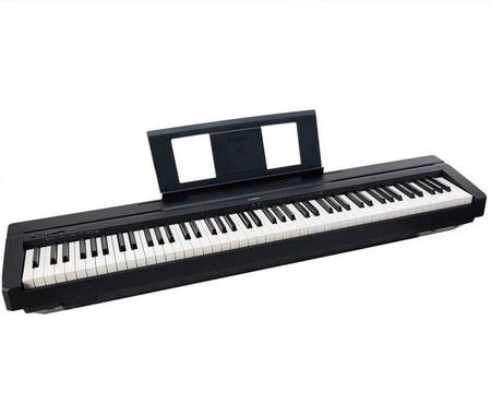 Imagem de Kit Piano Digital P45 Preto 88 Teclas Sensitivas Yamaha + Suporte X + Banqueta X + Pedal + Fonte