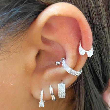 Piercing feminino prata 925 para orelha DAITH HELIX TRAGUS ANTI-HELIX  pedras zirconia antialérgico - Encantada Joias - Piercing - Magazine Luiza