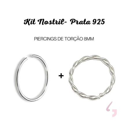 Piercing de nariz argola 8 mm - Das Pratas 925