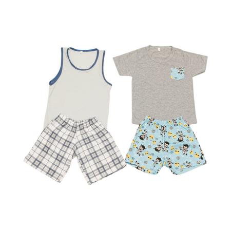 Imagem de Kit Pijama Infantil Menino 4 peças - Camisetas/Regatas e Bermudas - Tamanho 2