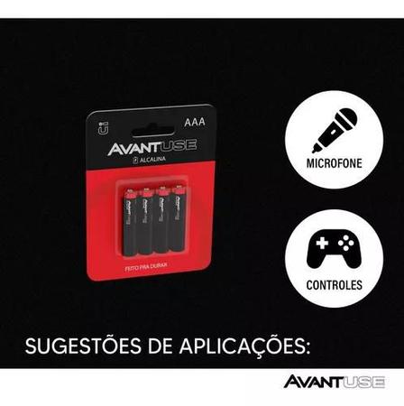 Imagem de Kit Pilhas Alcalinas Aaa Pequena Com 04 Unidades 1.5v Avant