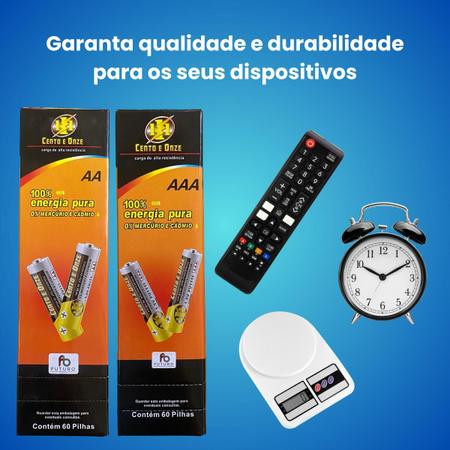 Imagem de Kit Pilhas Palito AAA + Comum AA 60 Unidades Cada Caixa Cilíndrica