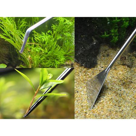 Imagem de KIT pinça reta curva tesoura espátula aquário plantado