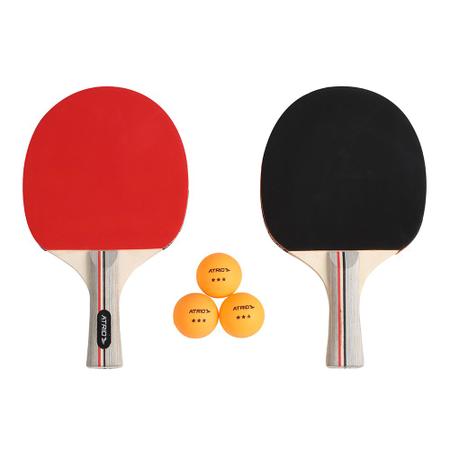 Imagem de Kit Ping Pong 2 Raquetes Emborrachadas Rede Mesa Ajustável 5 Bolinhas Átrio ES389