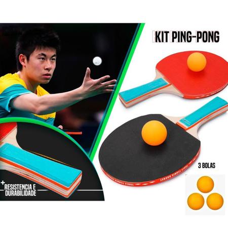 Kit 2 Raquete Tenis De Mesa Ping Pong Profissional + 3 Bola - BRA SPORT -  Kit Ping Pong - Magazine Luiza