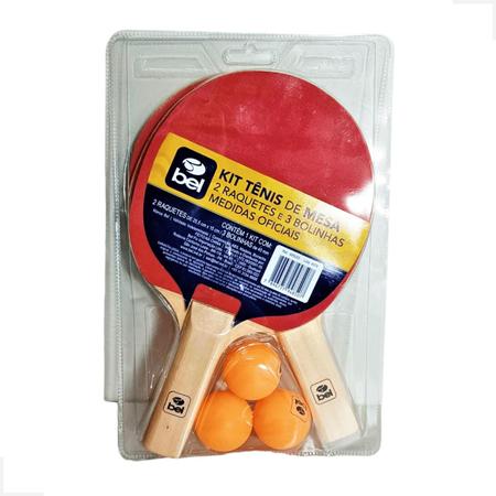 Kit Ping-Pong 2 Raquetes + 3 Bolinhas Bel