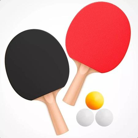 Imagem de Kit Ping Pong Tênis De Mesa Com 2 Raquetes + 3 Bolinhas