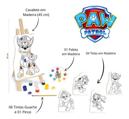 Kit de Pintura Patrulha Canina Nig Jogo De Colorir Infantil Tintas Pincel  Cavalete Telas