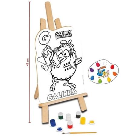 Kit Pintura Galinha Pintadinha Cavalete Tintas e Tela Infantil​ - Camilo's  Variedades