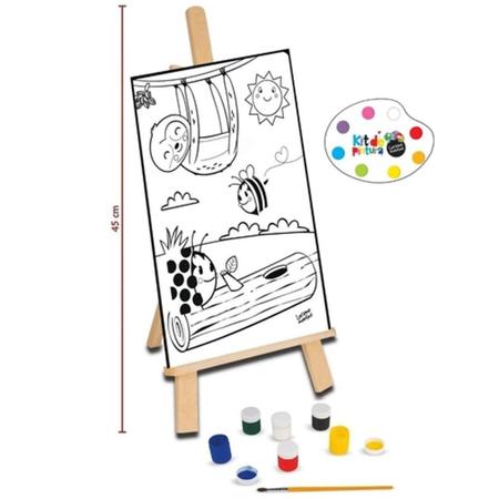 Kit Pintura Infantil Desenhos Luciano Martins com Cavalete Tintas e Tela  Infantil 13 Peças - Camilo's Variedades