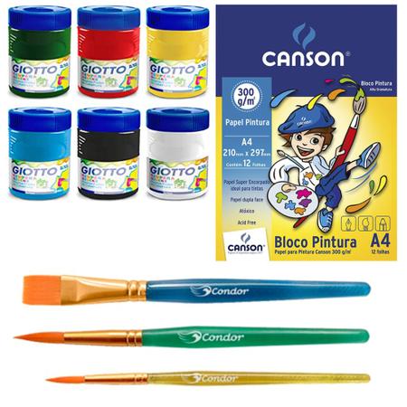 Kit Pintura Guache + Bloco Canson Branco - Mundo Arts