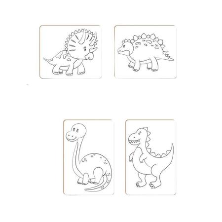 Kit Educativo Dinossauros em Madeira para Colorir - ENGENHA KIDS