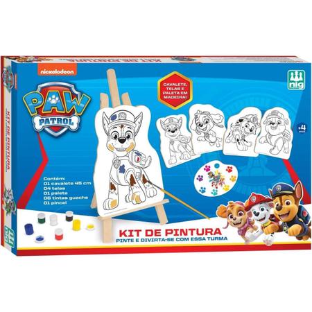 Kit Pintura Patrulha Canina com Cavalete Tintas e Tela Infantil