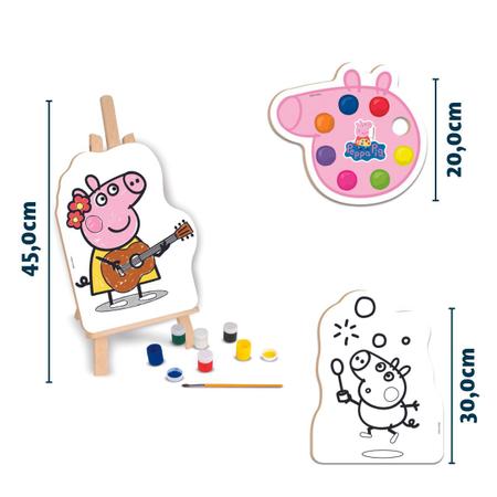 Kit Pintura Peppa Pig Cavalete Telas Paleta Madeira MDf 0525 - Nig - NIG  Brinquedos - Kit de Pintura Infantil - Magazine Luiza