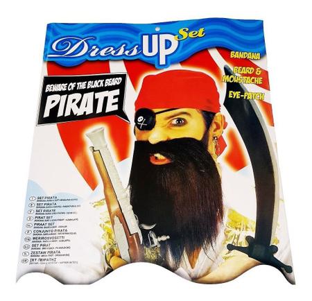 Imagem de Kit Pirata Fantasia Festa Com Barba, Tapa Olho E Bandana