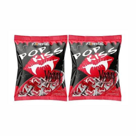 Imagem de Kit Pirulito pop kiss vamp sabor morango 500g 2 pacotes Florestal