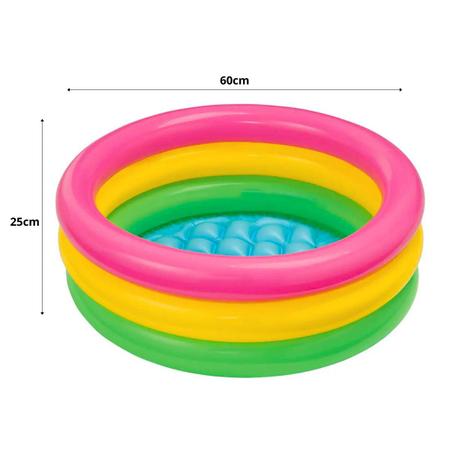 Imagem de Kit Piscina Inflável Infantil Colorida Redonda 70 Litros 60 x 25cm + 25 Bolinhas De Plástico Verão Calor