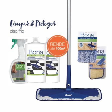 Kit Piso Frio: Limpa e Protege (rendimento até 100m2) - Bona Imagem de Kit Piso Frio: Limpa e Protege (rendimento até 100m2)