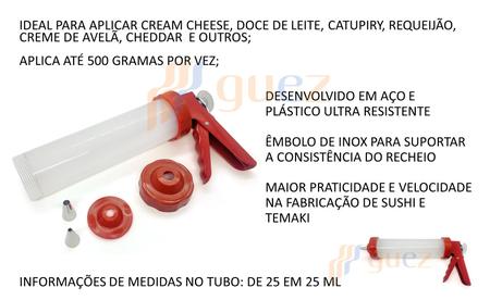 Imagem de Kit pistola aplicador de cream cheeses sushi nutella bisnaga de recheio