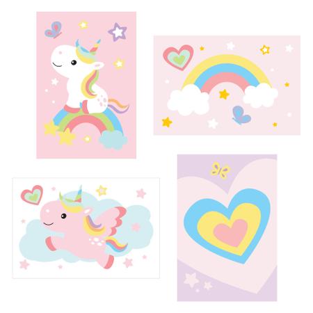 Kit Placa Decorativa MDF Infantil Unicórnio 4un 30x40 - Quartinhos Imagem de Kit Placa Decorativa MDF Infantil Unicórnio 4un 30x40