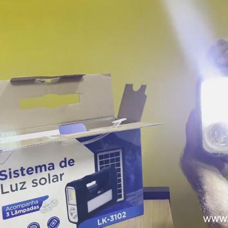 Imagem de Kit Placa Solar Portatil 3 Lamp. Led Luz Emergencia Lk-3102it Sistema De Luz Solar