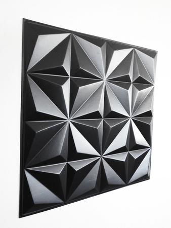 Imagem de Kit Placas 3D Decorativa Preta 20 Peças Revestimento Painel PVC Auto Relevo 50x50 Estelar