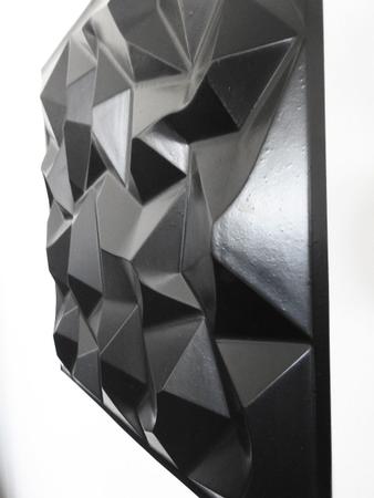 Imagem de Kit Placas 3D Preta 30 Peças Painel Decorativo Diamante Alpes Revestimento PVC Auto Relevo 50x50
