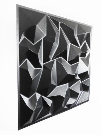 Imagem de Kit Placas 3D Preta 30 Peças Painel Decorativo Diamante Alpes Revestimento PVC Auto Relevo 50x50