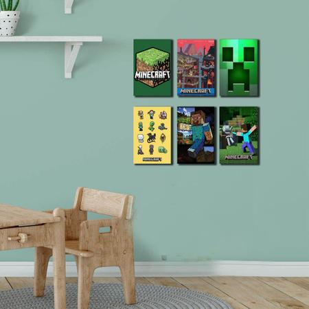 Placa Decorativa - Minecraft - Combate - Presentes de Jogos Colecionáveis