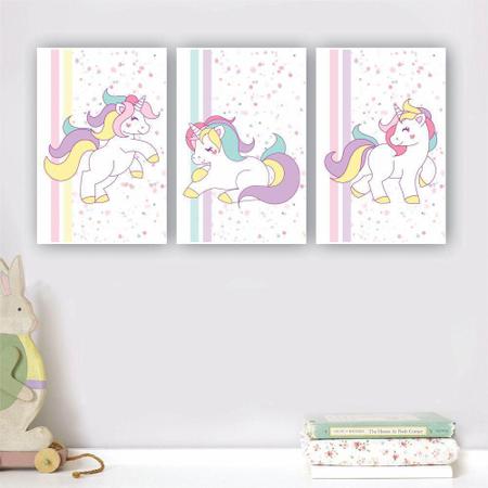 Imagem de Kit Placas Quadros 3 Pçs 20X30 Infantil Unicornio