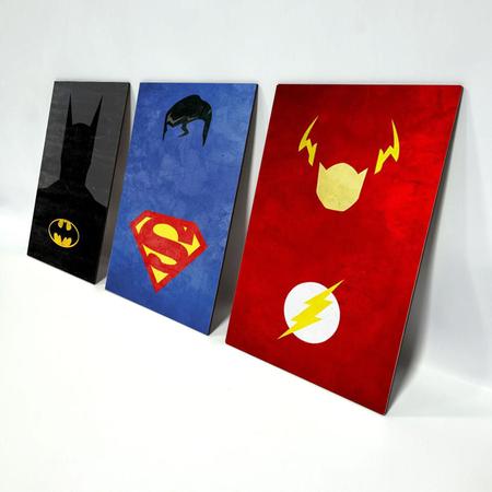 Imagem de Kit Placas Quadros Decorativos 3 Peças Mdf - Super Heróis