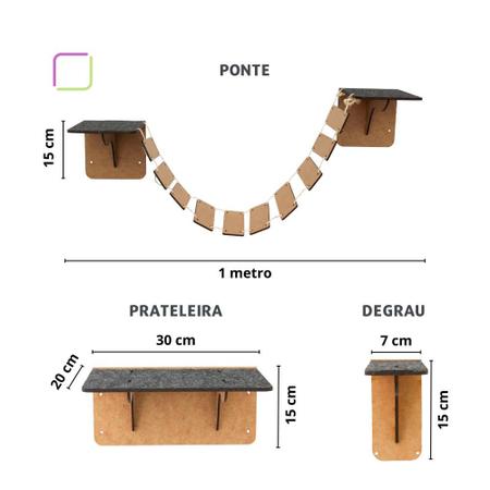 Imagem de Kit Playground para Gatos 11 Peças Nichos Degraus Prateleiras em Mdf